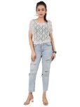 Leean Patterns White Net Women's Regular Top ( Pack of 1 )