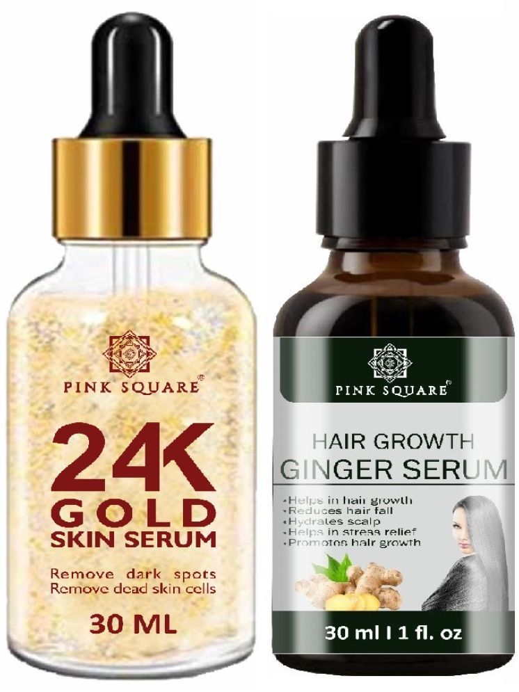     			24K Gold Face Serum & Hair Growth Ginger Serum for Men/Women (Each,30ml) Combo of 2