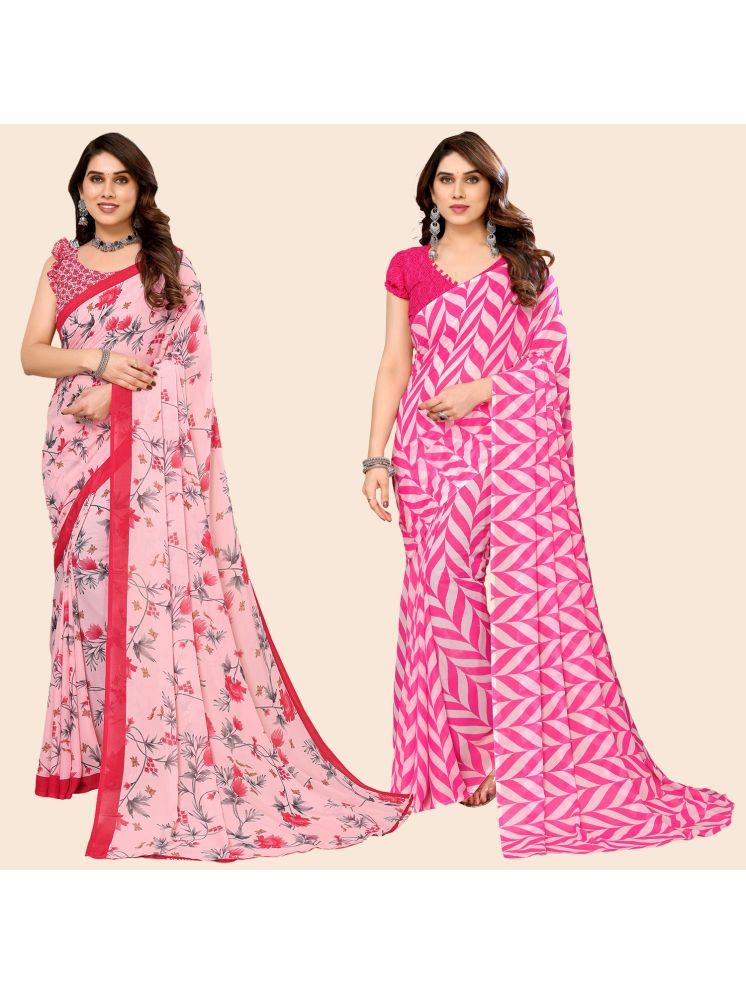     			ANAND SAREES Georgette Printed Saree With Blouse Piece - Multicolour ( Pack of 2 )