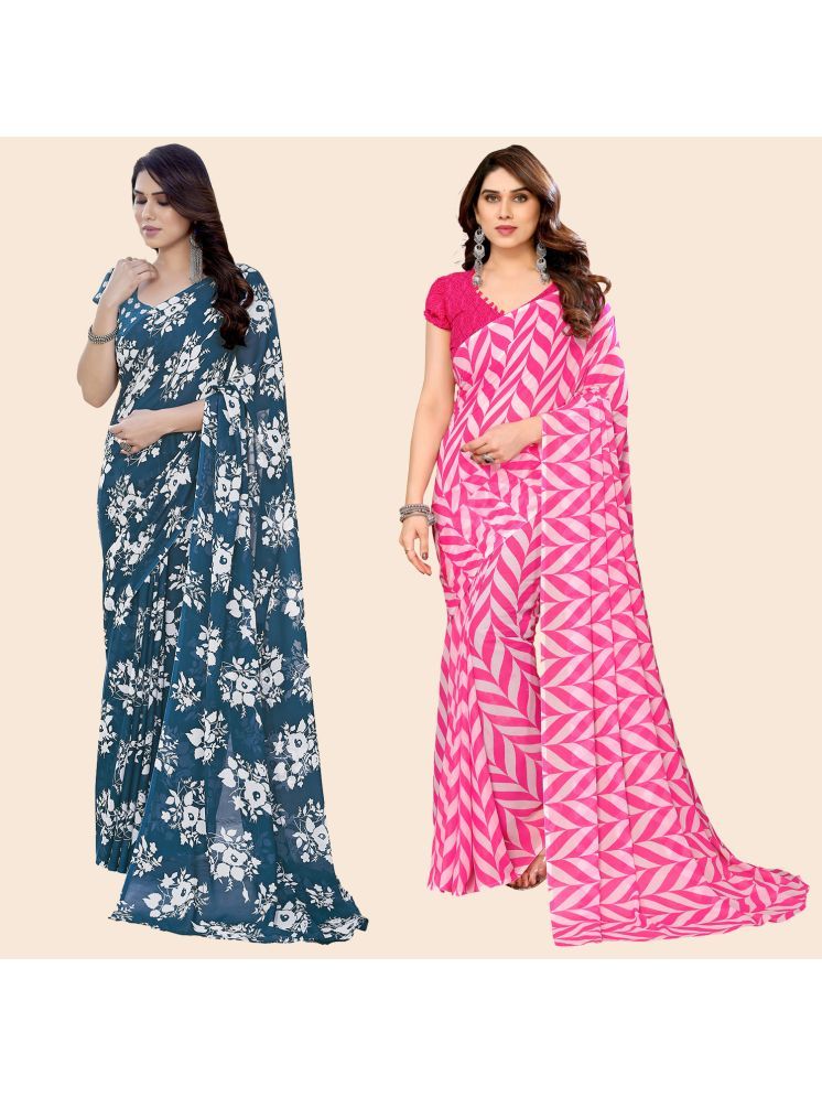     			ANAND SAREES Georgette Printed Saree With Blouse Piece - Multicolour ( Pack of 2 )