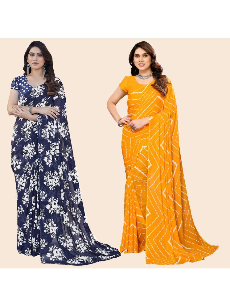     			ANAND SAREES Georgette Printed Saree With Blouse Piece - Multicolour ( Pack of 2 )