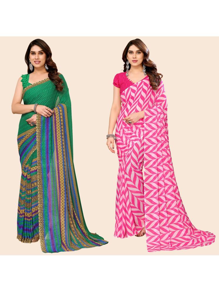     			ANAND SAREES Georgette Printed Saree With Blouse Piece - Multicolour ( Pack of 2 )