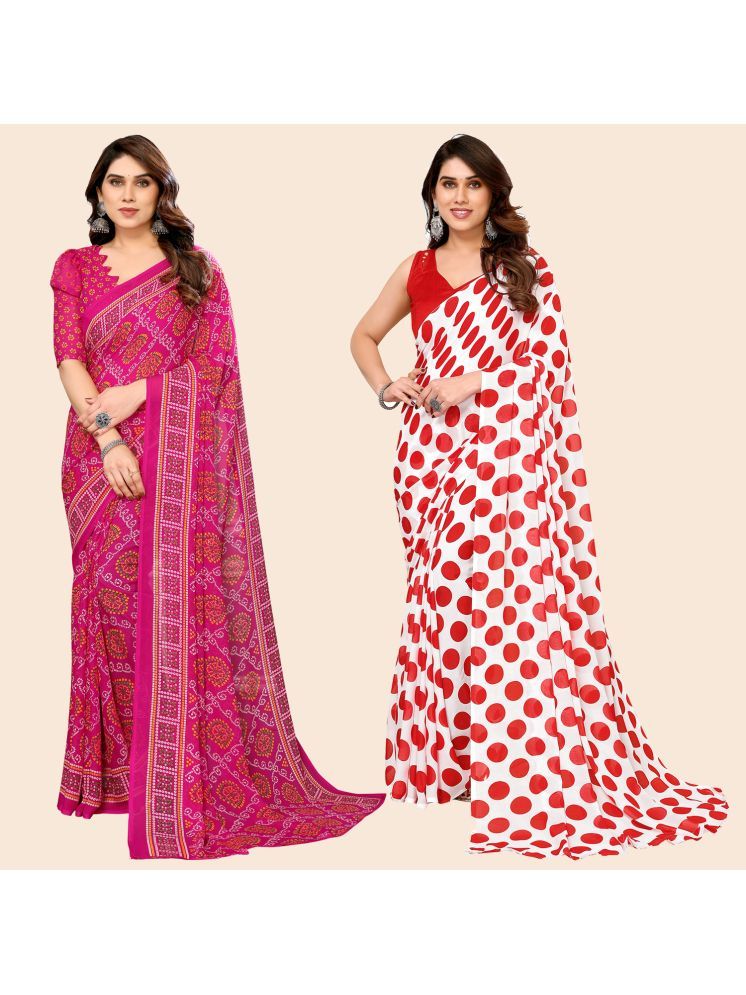     			ANAND SAREES Georgette Printed Saree With Blouse Piece - Multicolour ( Pack of 2 )