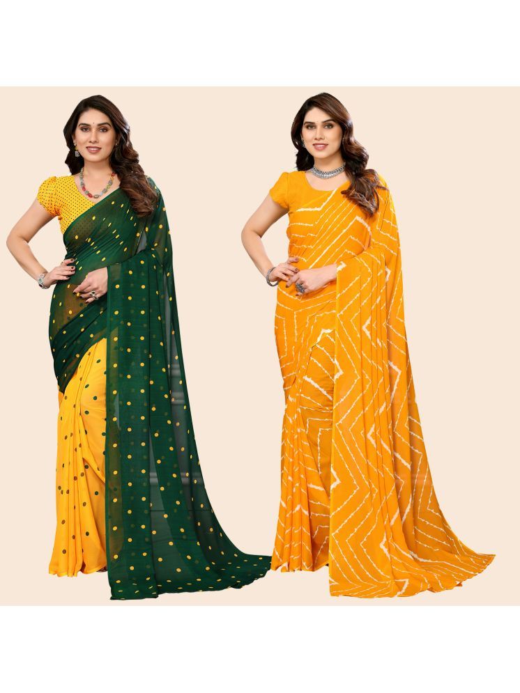     			ANAND SAREES Georgette Printed Saree With Blouse Piece - Multicolour ( Pack of 2 )