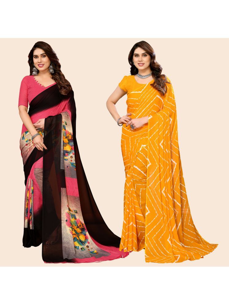     			ANAND SAREES Georgette Printed Saree With Blouse Piece - Multicolour ( Pack of 2 )