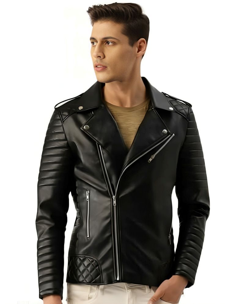     			DCENT KRAFT PU Leather Men's Biker Jacket - Black ( Pack of 1 )