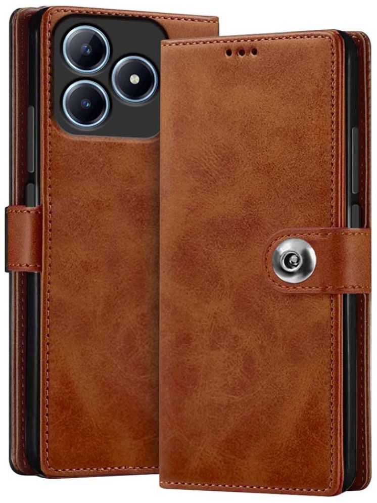     			Fashionury Brown Flip Cover Leather Compatible For Realme Narzo N63 ( Pack of 1 )