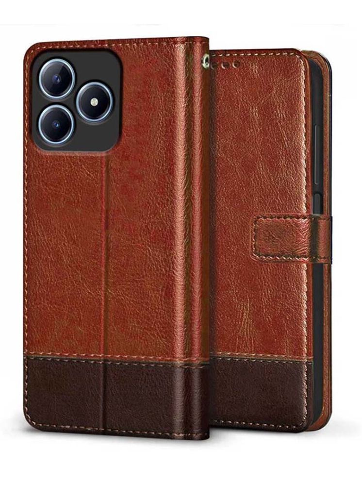     			Fashionury Brown Flip Cover Leather Compatible For Realme Narzo N63 ( Pack of 1 )