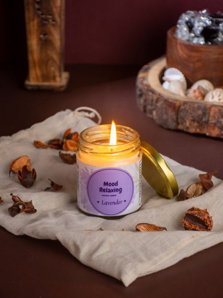     			Floish Purple Lavender Jar Candle 8 cm ( Pack of 1 )