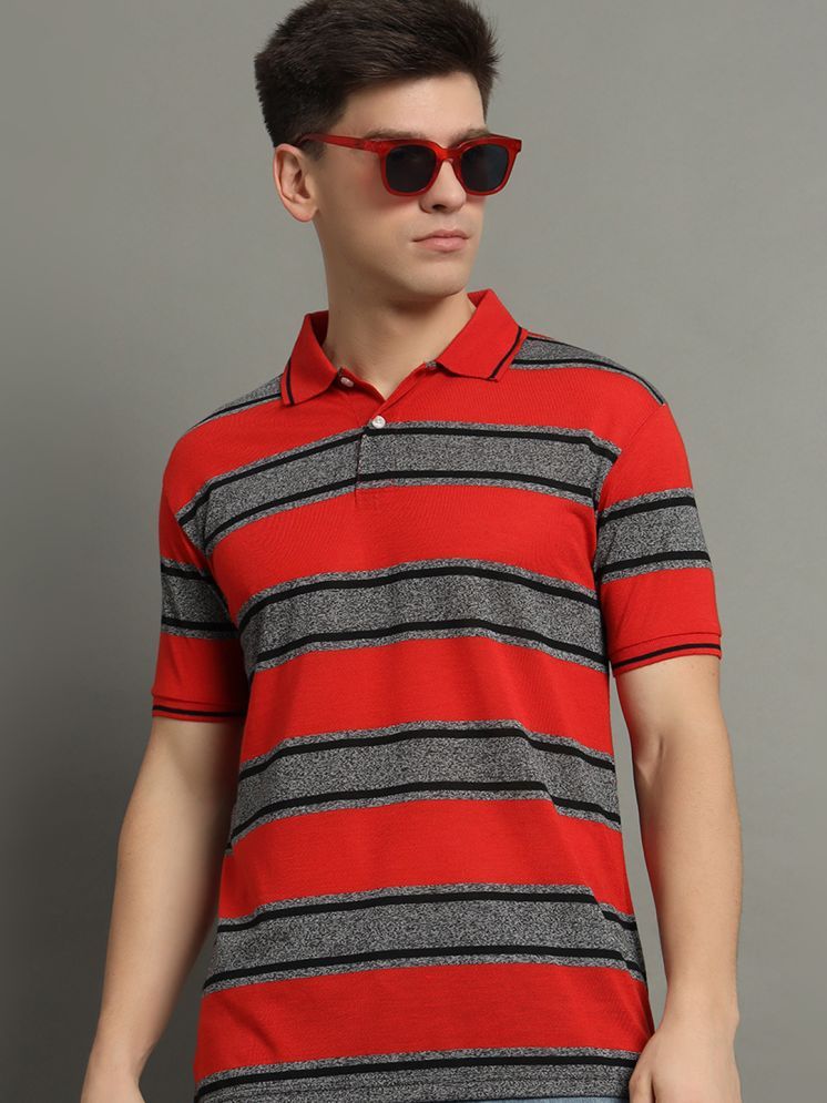     			GET GOLF Cotton Blend Regular Fit Striped Half Sleeves Men's Polo T Shirt - Red ( Pack of 1 )