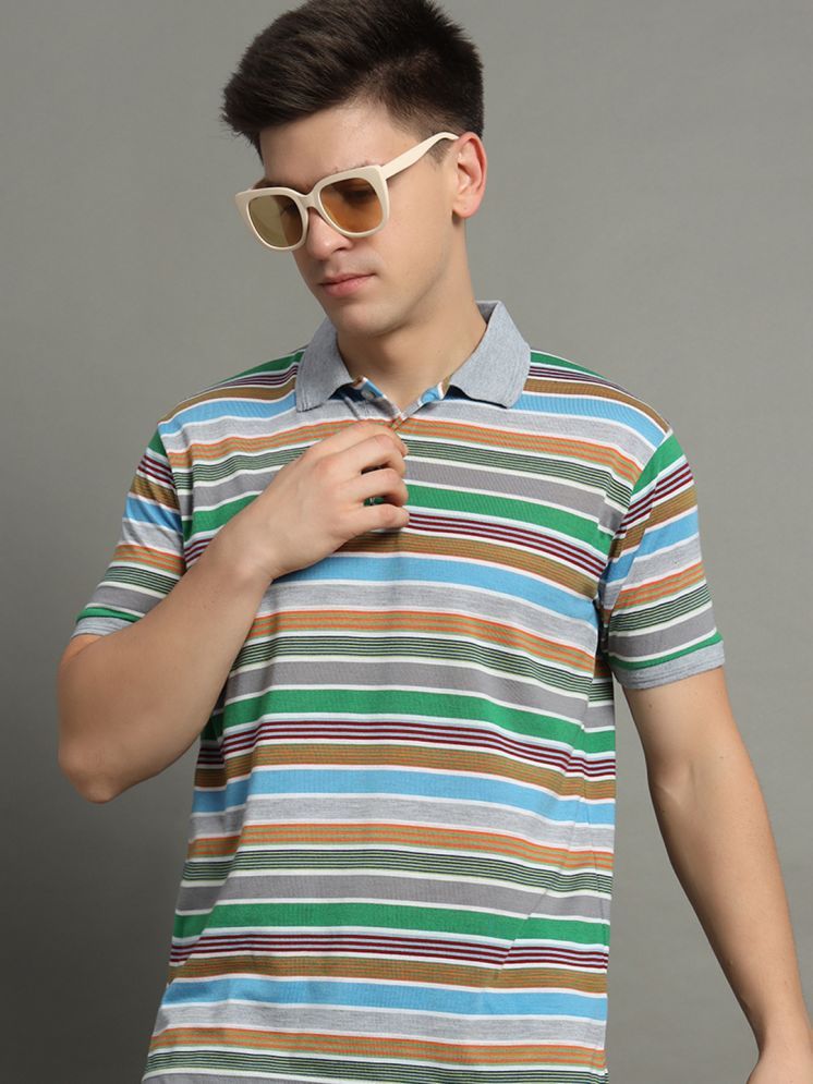     			GET GOLF Cotton Blend Regular Fit Striped Half Sleeves Men's Polo T Shirt - Multicolor ( Pack of 1 )