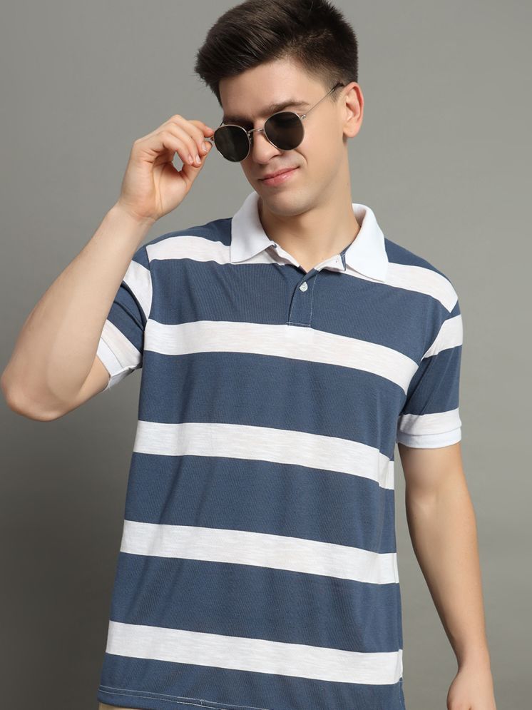     			GET GOLF Cotton Blend Regular Fit Striped Half Sleeves Men's Polo T Shirt - Navy Blue ( Pack of 1 )