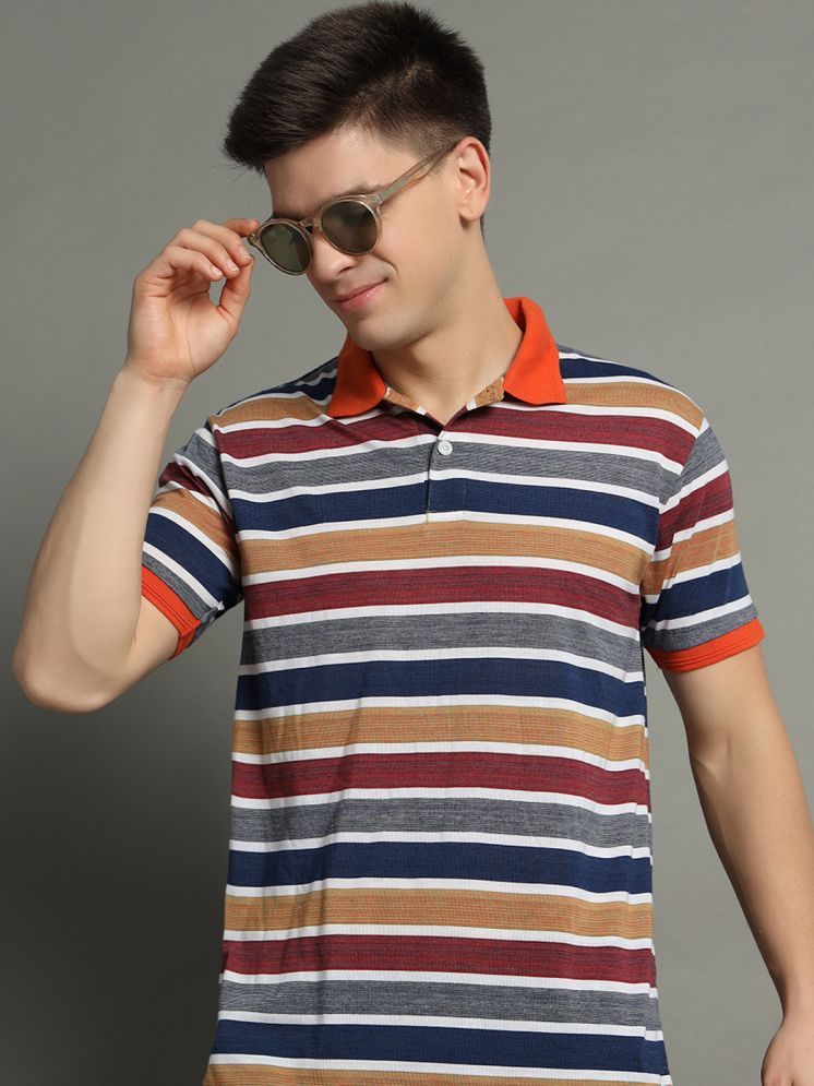     			GET GOLF Cotton Blend Regular Fit Striped Half Sleeves Men's Polo T Shirt - Orange ( Pack of 1 )