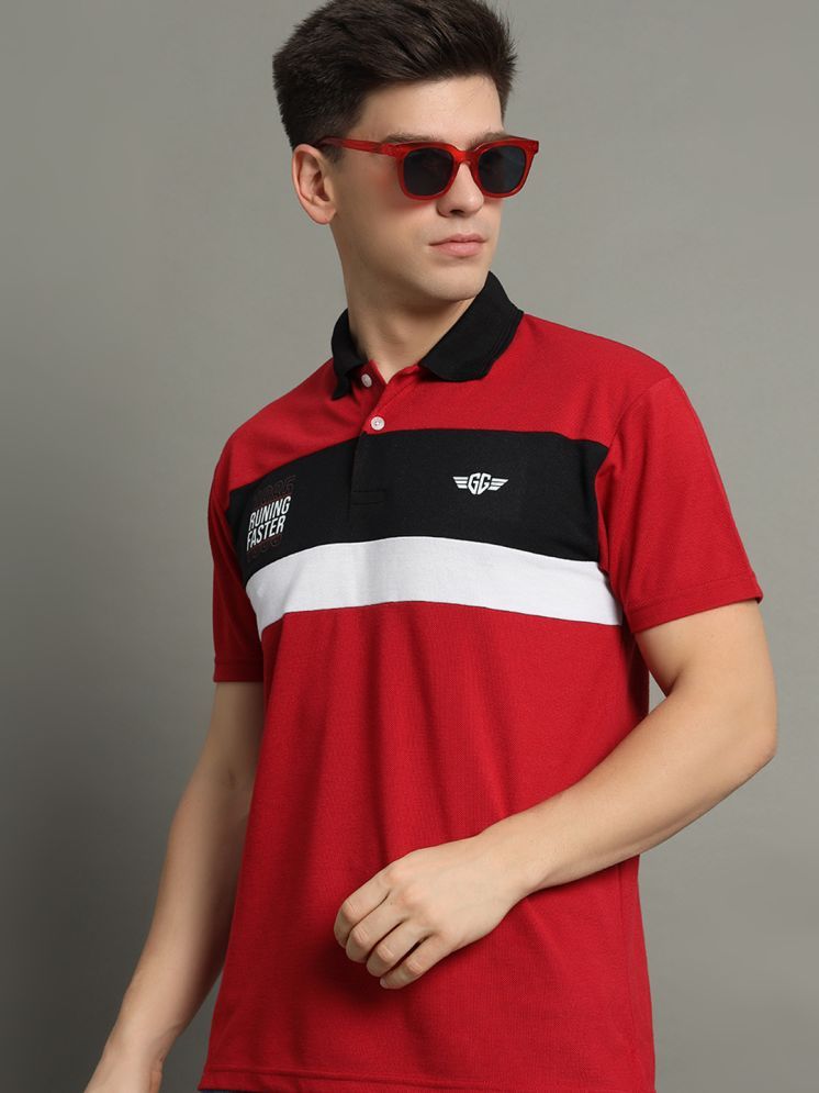     			GET GOLF Cotton Blend Regular Fit Striped Half Sleeves Men's Polo T Shirt - Red ( Pack of 1 )