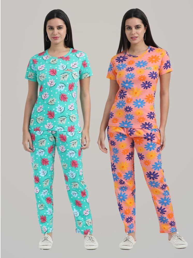     			JILZ Multicolor Cotton Women's Nightwear Nightsuit Sets ( Pack of 2 )