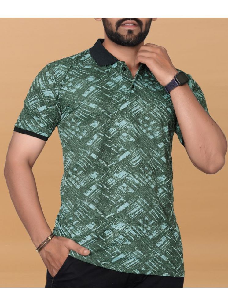     			KAJARU Polyester Regular Fit Printed Half Sleeves Men's Polo T Shirt - Green ( Pack of 1 )