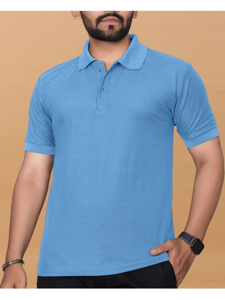     			KAJARU Polyester Regular Fit Printed Half Sleeves Men's Polo T Shirt - Turquoise ( Pack of 1 )