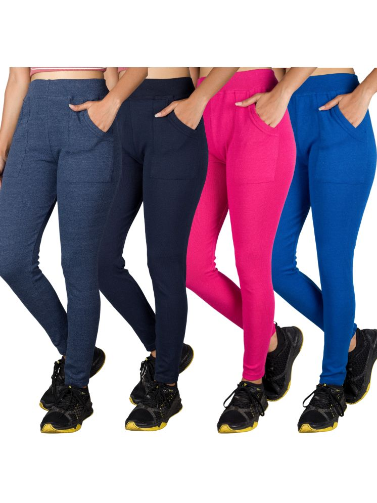     			KARARO JEGGINGS - Cotton Blend Skinny Fit Fluorescent Pink Women's Jeggings ( Pack of 4 )