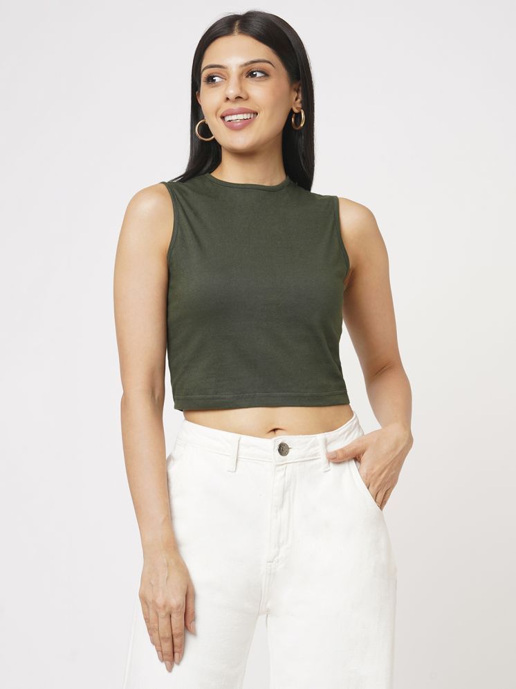     			Leean Patterns Green Cotton Blend Women's Crop Top ( Pack of 1 )