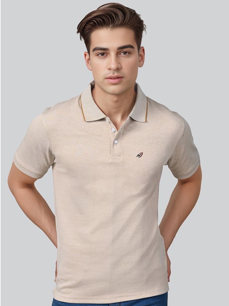     			Lux Nitro Pack of 1 Cotton Regular Fit Solid Half Sleeves Men's Polo T Shirt ( Beige )