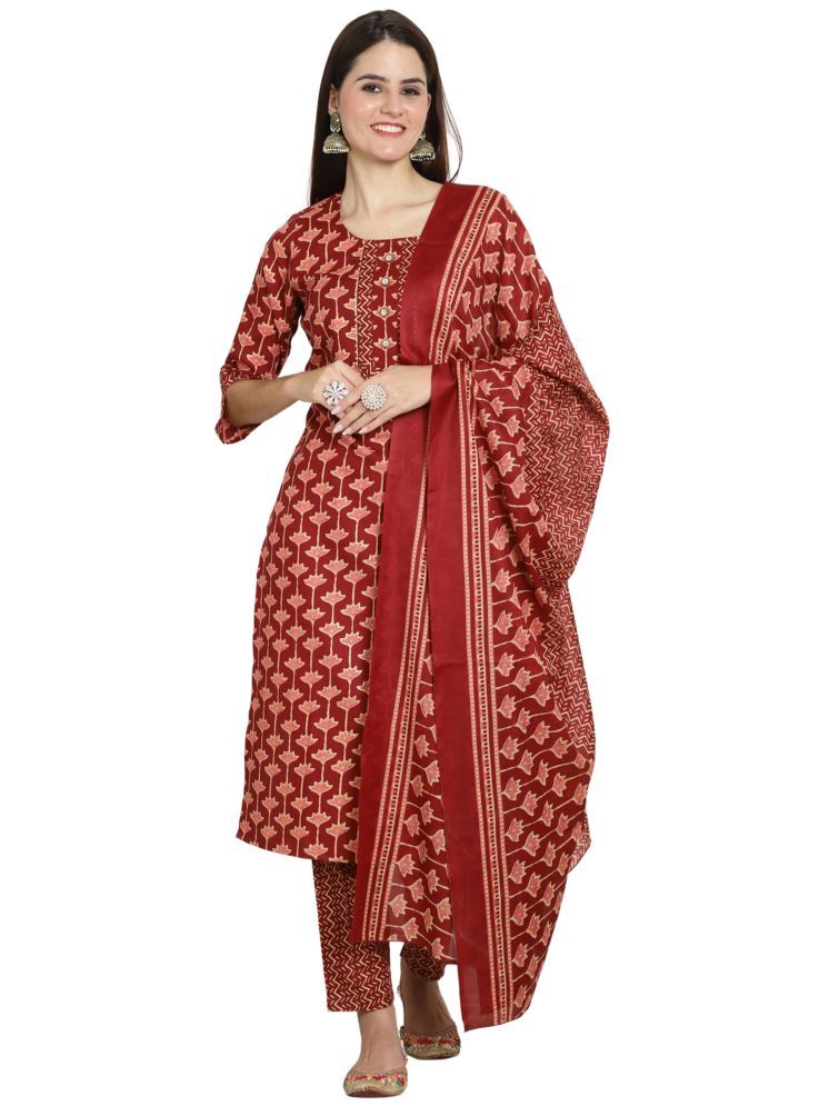     			Rajnandini Cotton Printed Kurti With Pants Women's Stitched Salwar Suit - Multicolor ( Pack of 1 )