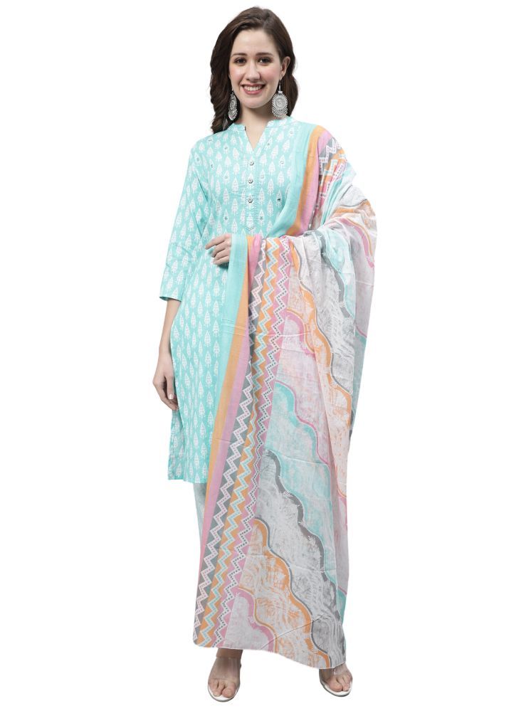     			Rajnandini Cotton Printed Kurti With Pants Women's Stitched Salwar Suit - Green ( Pack of 1 )