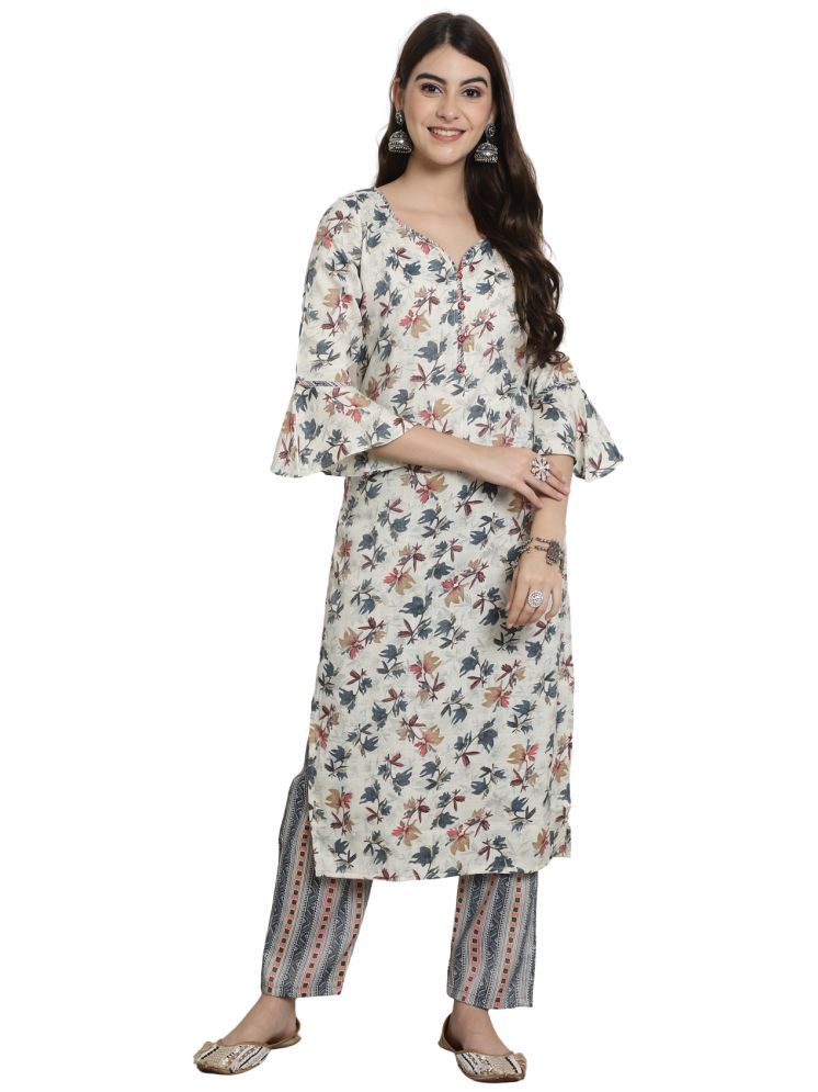     			Rajnandini Rayon Printed Kurti With Pants Women's Stitched Salwar Suit - Multicolor ( Pack of 1 )