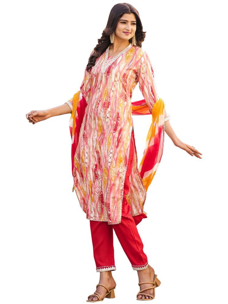     			Rajnandini Viscose Dyed Kurti With Pants Women's Stitched Salwar Suit - Multicolor ( Pack of 1 )