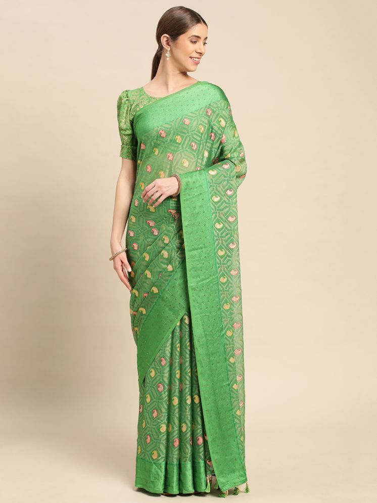     			Rekha Maniyar Chiffon Printed Saree With Blouse Piece - Green ( Pack of 1 )