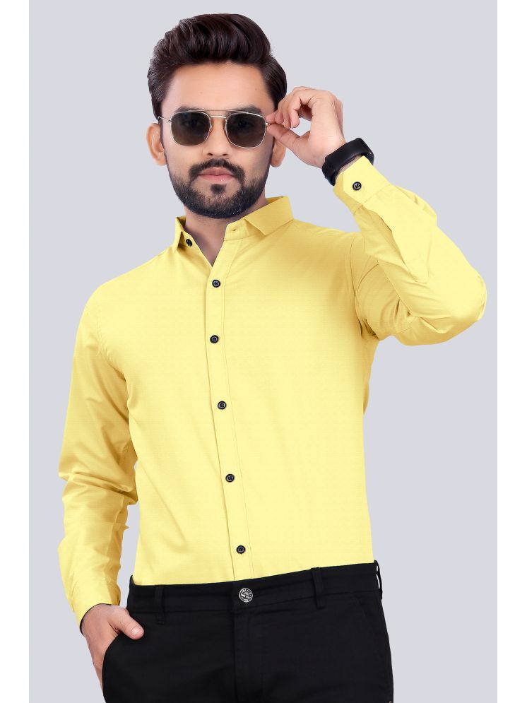     			S.K. CASUAL Cotton Blend Regular Fit Full Sleeves Men's Formal Shirt - Yellow ( Pack of 1 )