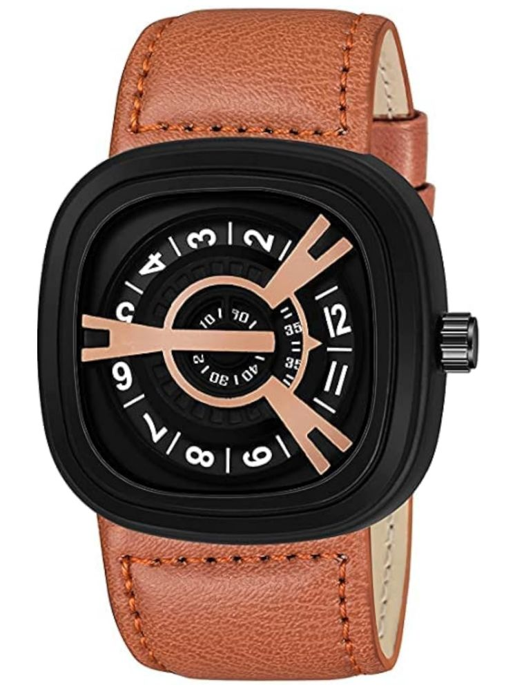     			SHMOFY LUXRY Brown Leather Analog Men's Watch