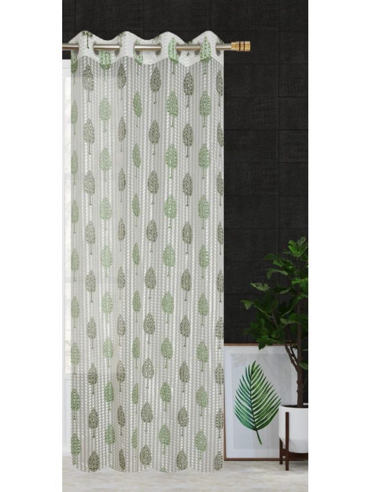     			SWIZIER Nature Semi-Transparent Eyelet Curtain 5 ft ( Pack of 1 ) - Green