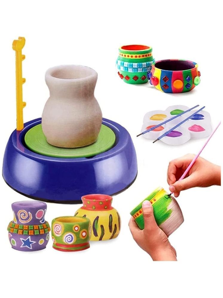     			TOY DEKHO DIY Pottery Art Wheel Play Toy, Clay Pot Making Machine Game with Colors and Stencils for Kids/Educational Toys, 8+ Years (Multicolor)