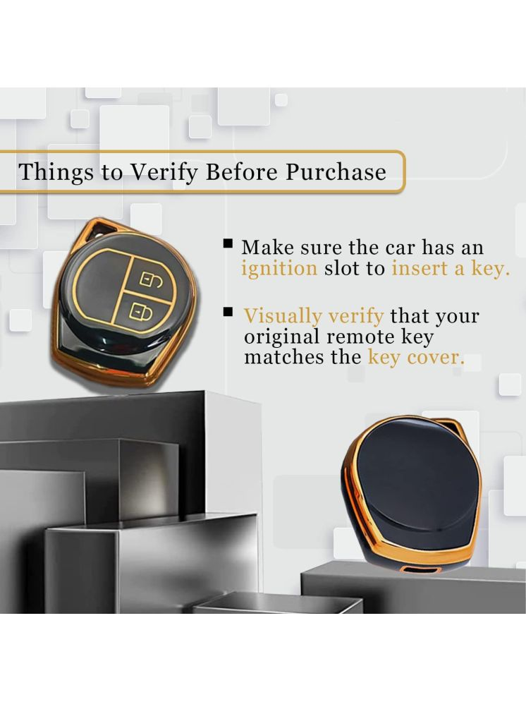     			TPU Car Key Cover Black & Golden Compatible for Maruti Suzuki Swift, Baleno, Brezza, Ciaz, Celerio, Wagonar, S-presso, S-Cross,