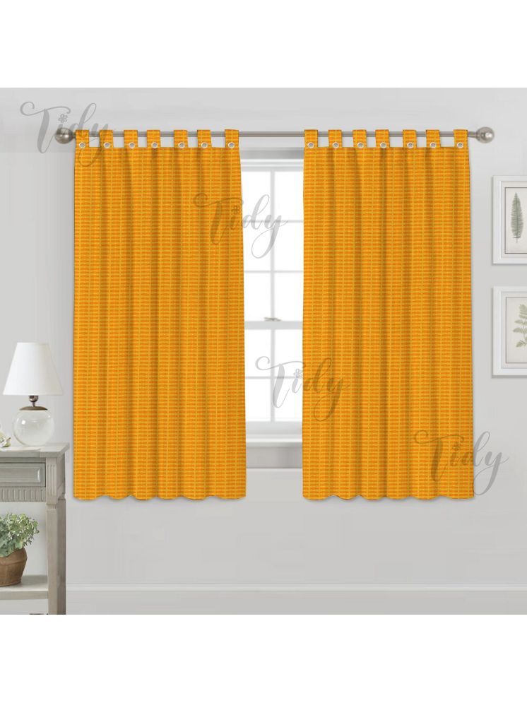     			Tidy Horizontal Striped Room Darkening Loop Curtain 5 ft ( Pack of 2 ) - Yellow