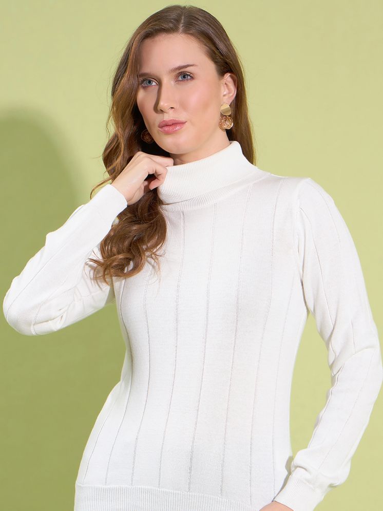     			98 Degree North Cotton High Neck Women's Pullovers - White ( )