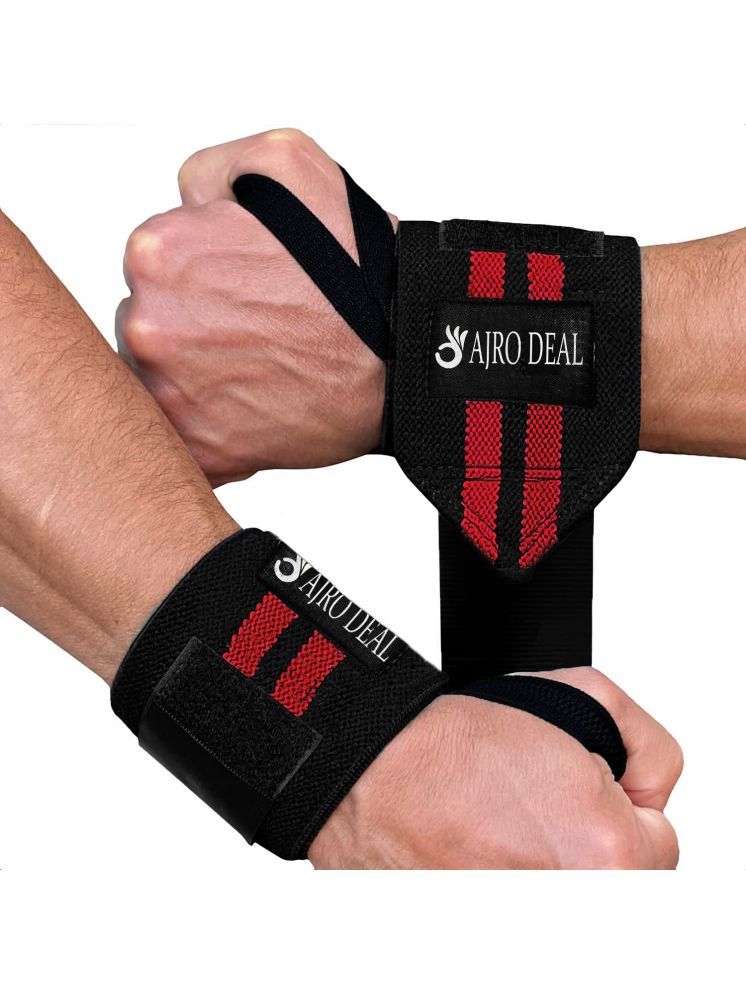     			AJRO DEAL Black & Red Neoprene Wrist Wrap ( Pack of 2 )