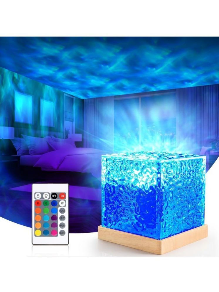     			DHSMART 16 in 1 Water Wave Night Light Glass Cleaner Block 3D Water Effect Lamp For Party, Gaming, Romance 1 no.s