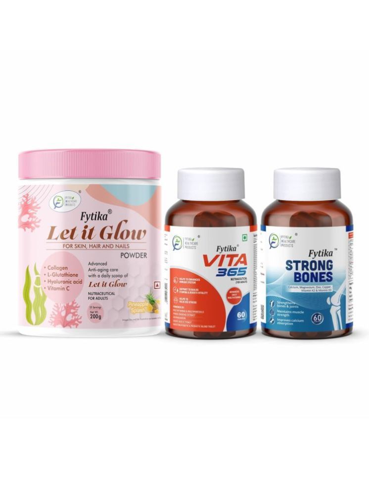     			Fytika Let it Glow Pineapple, Collagen Powder-200G + Fytika Vita 365, 3 in 1 Multivitamin-60 Tabs + Fytika Strongbones -60 Tabs