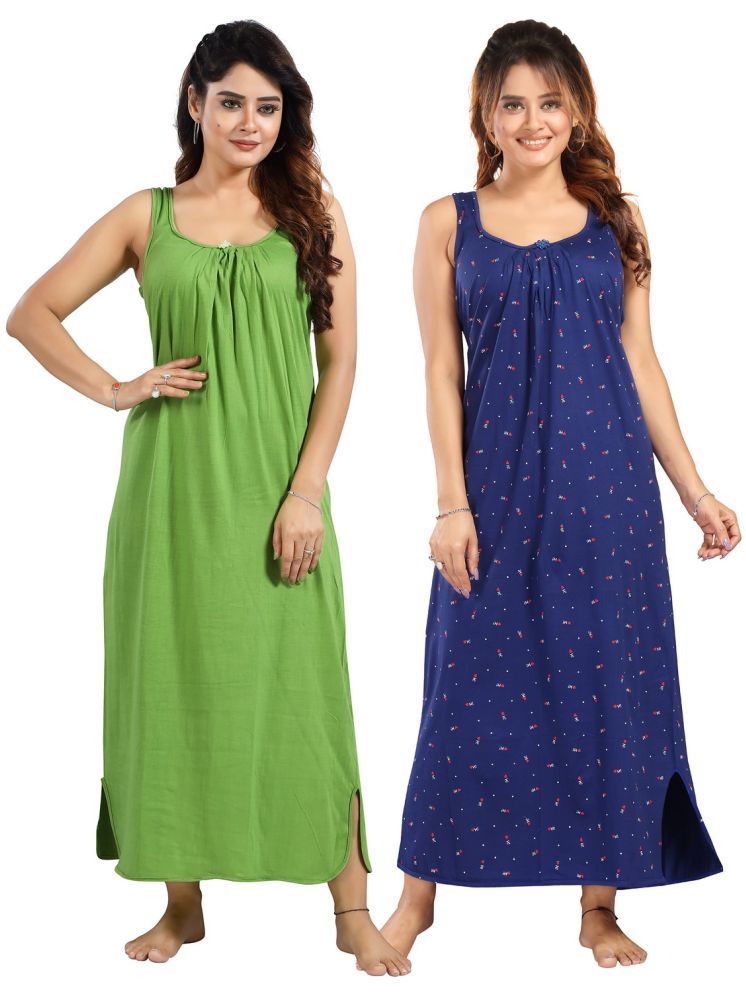     			INNER BEATS Multicolor Cotton Blend Women's Nightwear Nighty & Night Gowns ( Pack of 2 )