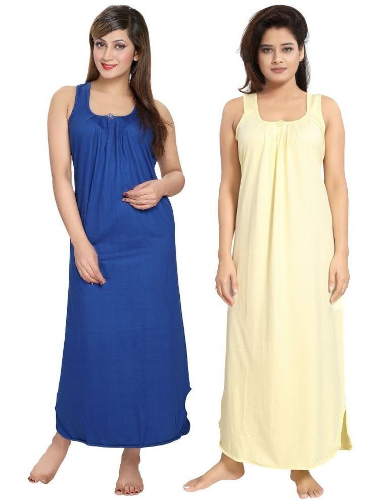     			INNER BEATS Multicolor Cotton Blend Women's Nightwear Nighty & Night Gowns ( Pack of 2 )