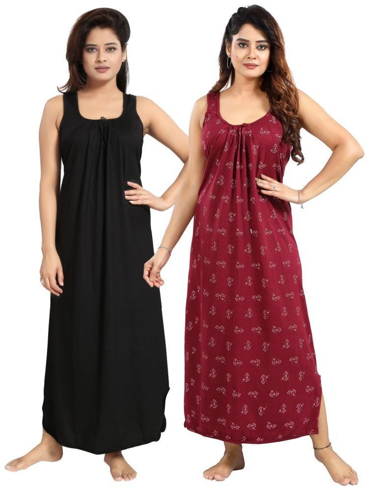     			INNER BEATS Multicolor Cotton Blend Women's Nightwear Nighty & Night Gowns ( Pack of 2 )