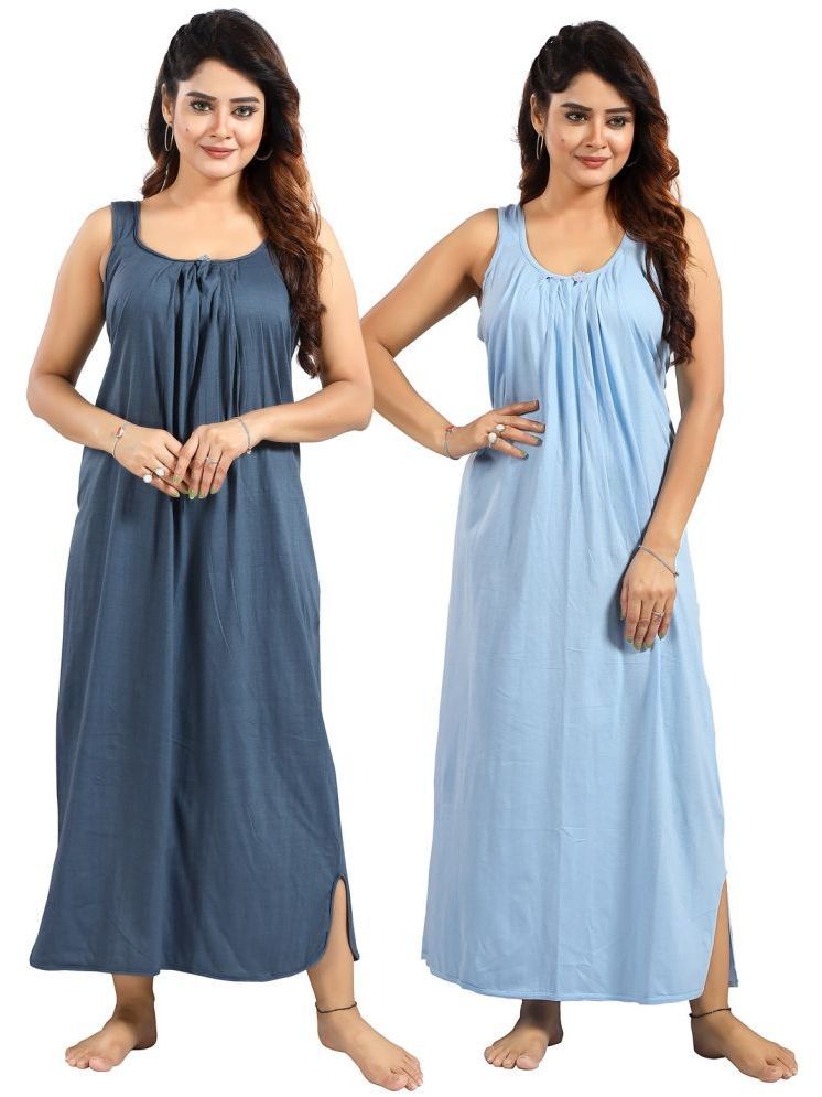     			INNER BEATS Multicolor Cotton Blend Women's Nightwear Nighty & Night Gowns ( Pack of 2 )