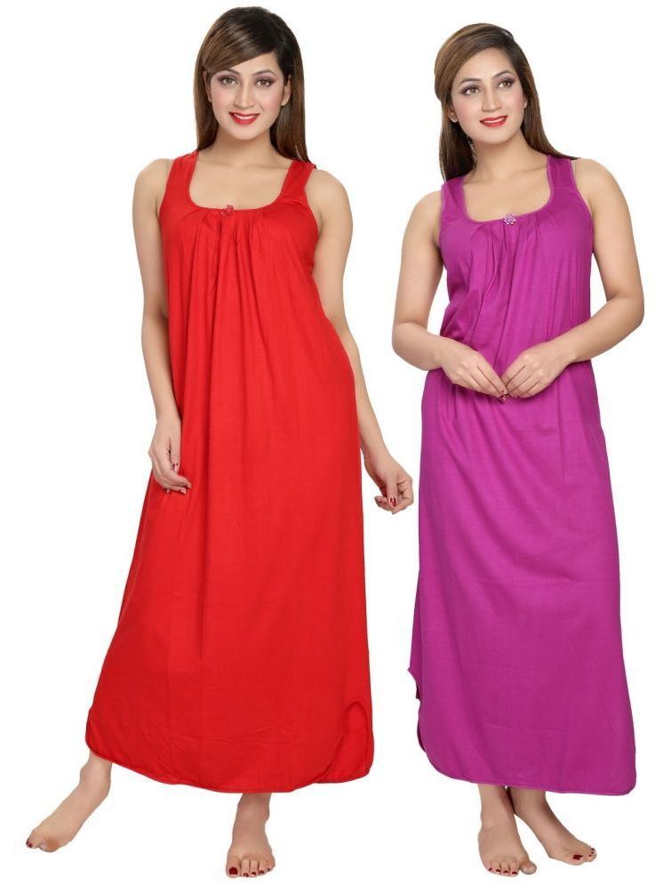     			INNER BEATS Multicolor Cotton Blend Women's Nightwear Nighty & Night Gowns ( Pack of 2 )