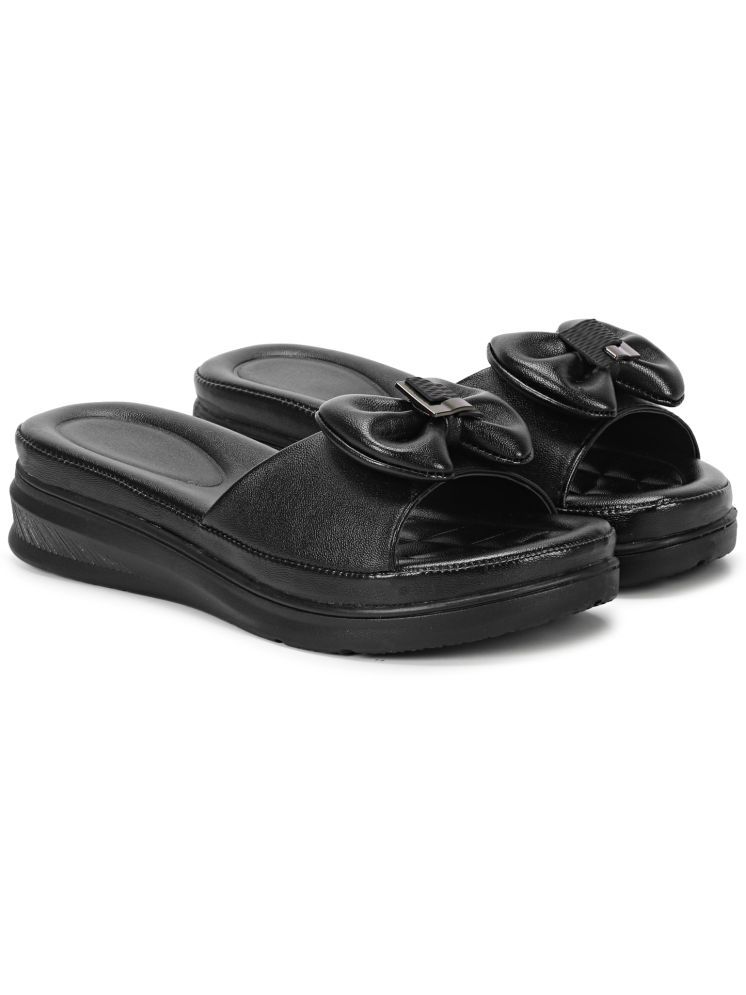     			Ishransh Black Women's Slip On Heels