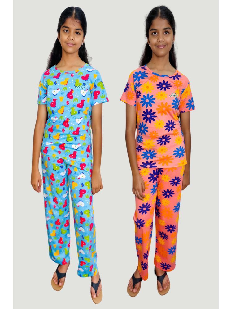     			JILZ Pack of 2 Girls Cotton Top & Pyjama Set ( Multicolor )