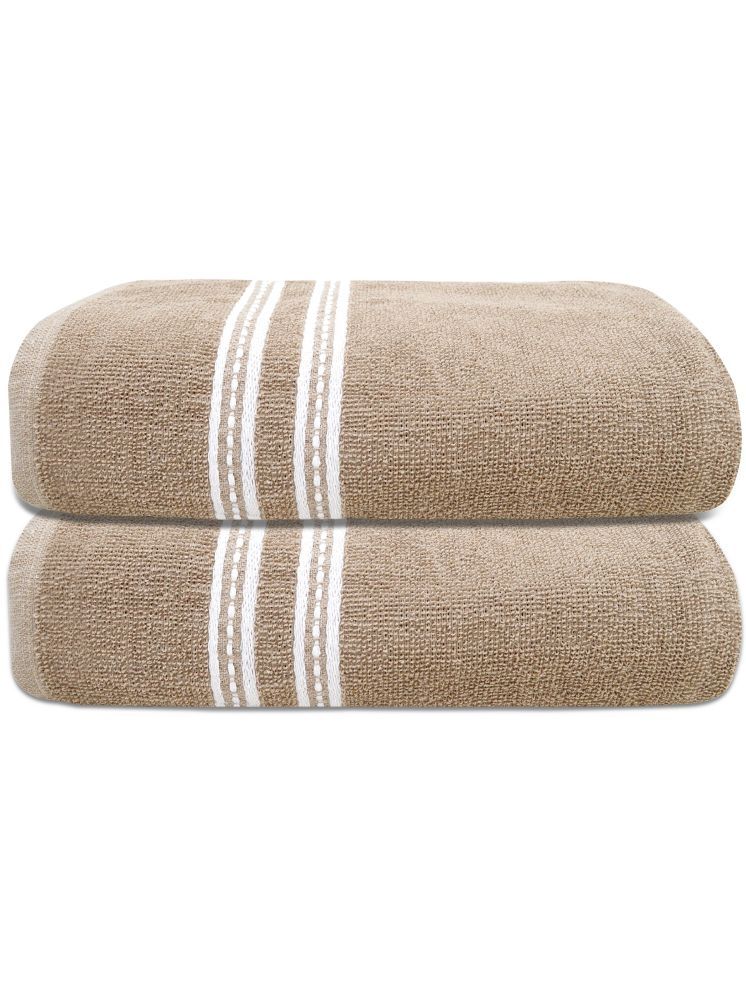     			LADLI JEE Cotton Striped 400 -GSM Bath Towel ( Pack of 2 ) - Beige