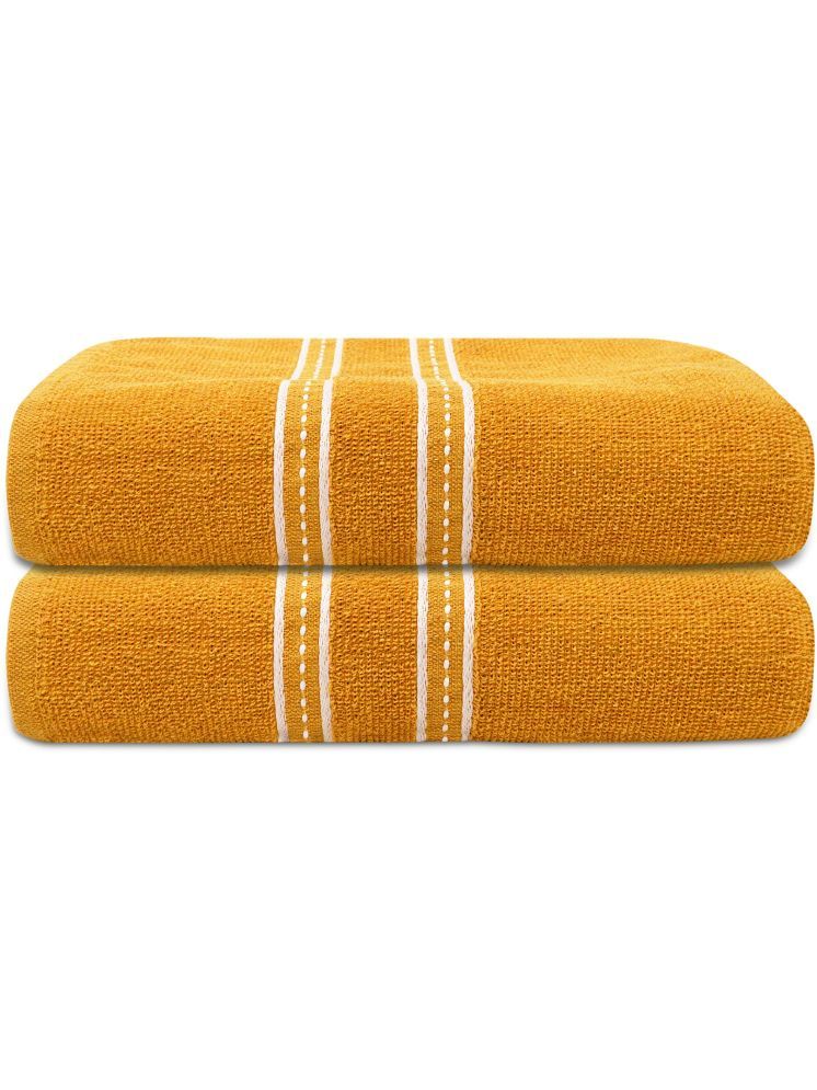     			LADLI JEE Cotton Striped 400 -GSM Bath Towel ( Pack of 2 ) - Yellow