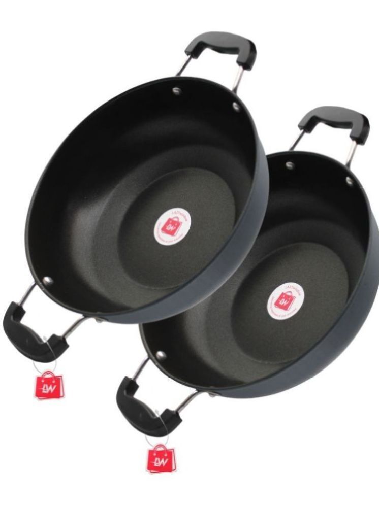     			LAZYWINDOW Nonstick Kadhai Hard Anodised Non-Stick Pan ( Pack of 2 )