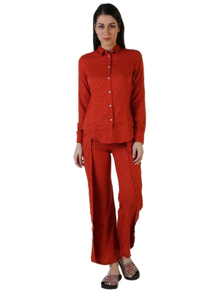     			Leean Patterns Red Cotton Blend Women's Nightwear Nightsuit Sets ( Pack of 1 )